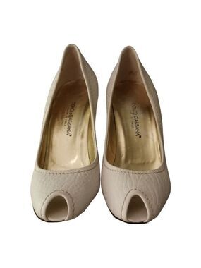 Authentic Dolce & Gabbana Ladies Cream Heels Shoes Size 37 EU /6.5-7 US